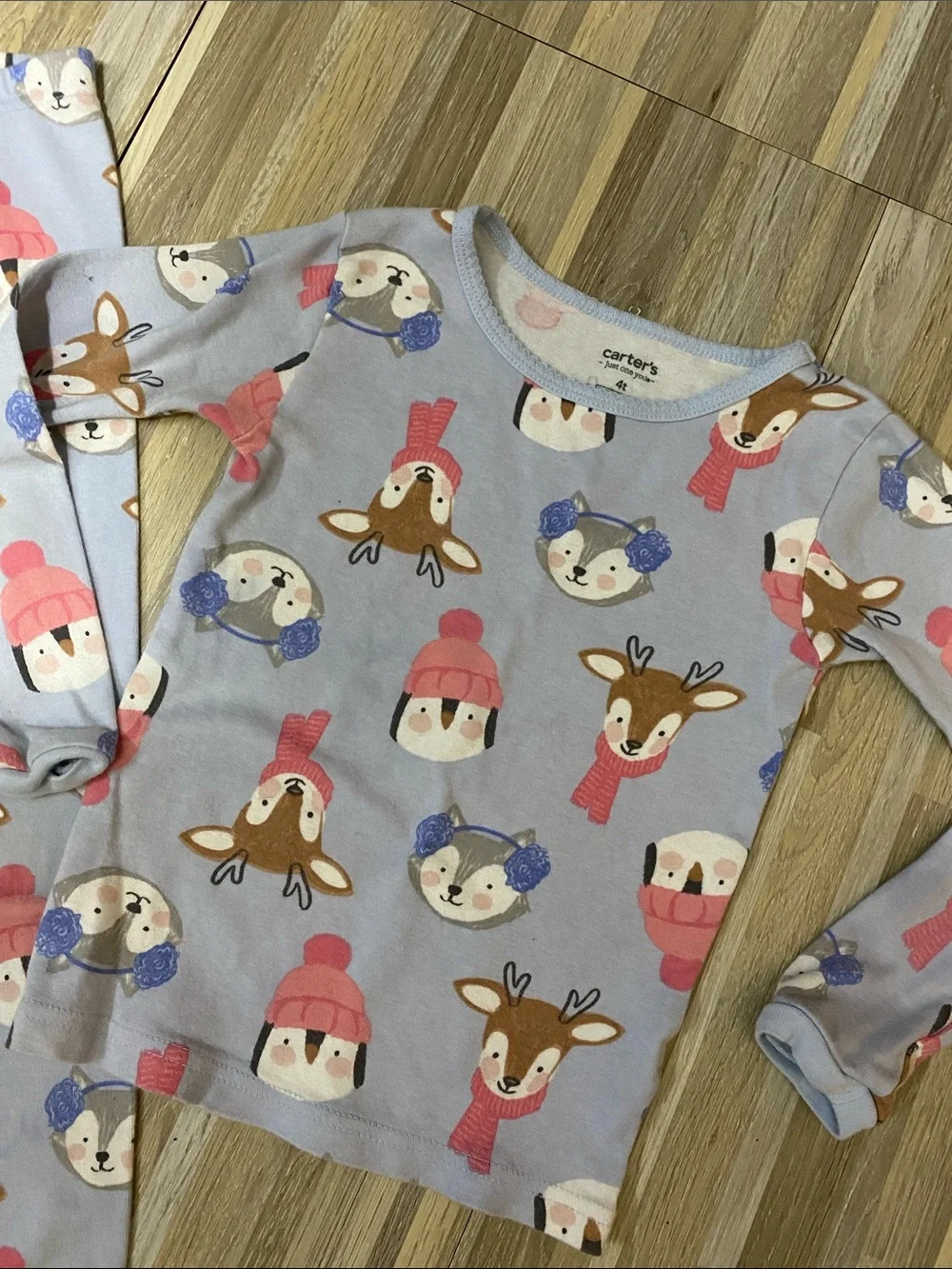 CARTER’s Hat and Scarf Animal pajama set size toddler boys 4T